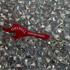 Fireball Cinnamon Whisky keychain Red Flame Bottle Opener Keychain